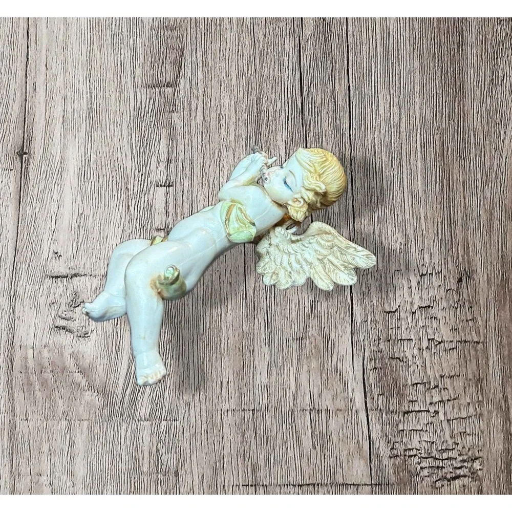 VINTAGE FONTANINI CHERUB FIGURINE WITH FLUTE, 1960'S